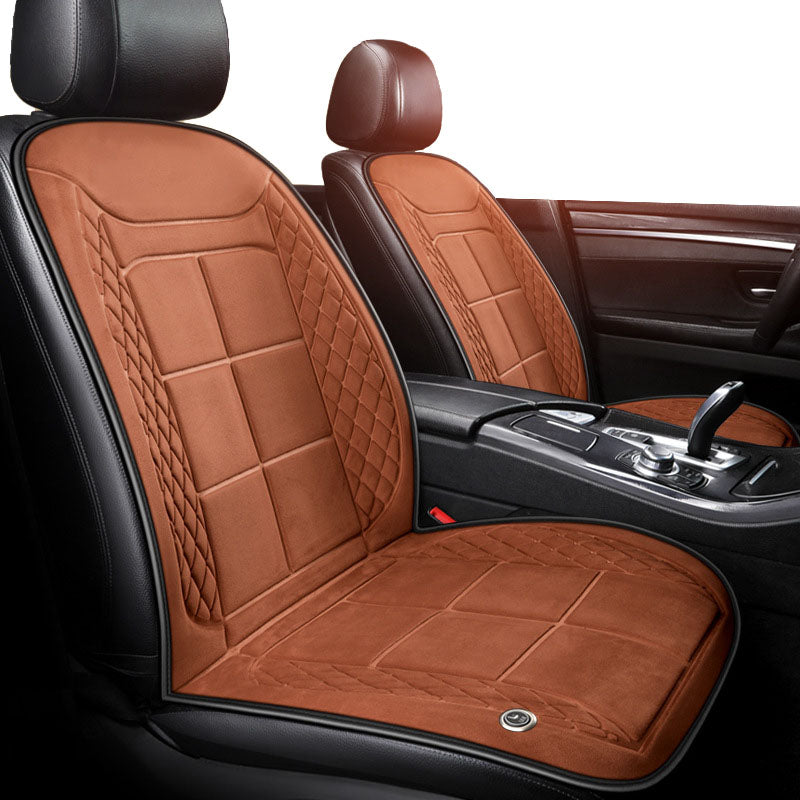 Upgraded Heated Car Seat Cushion - Automatic Shut-Off / Two-Seat Brown